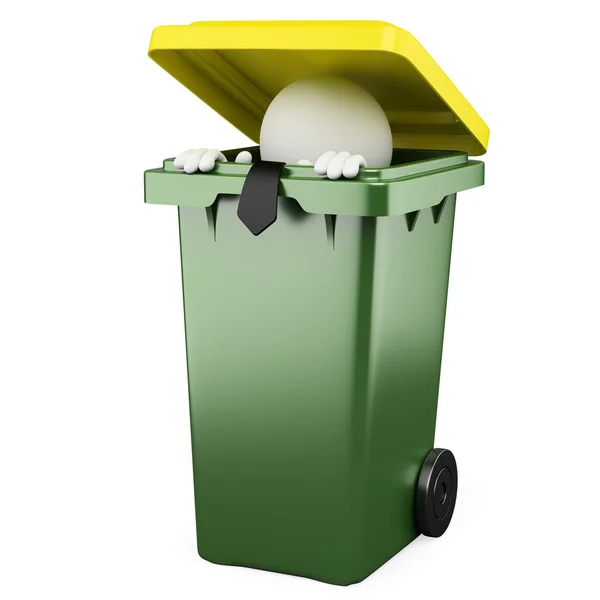 Businessman hiding in a trash bin — Stock Photo, Image