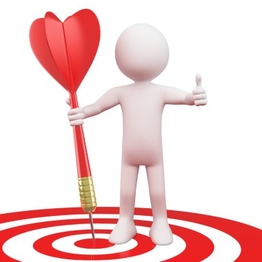 Man with a red dart on target bull's eye clipart