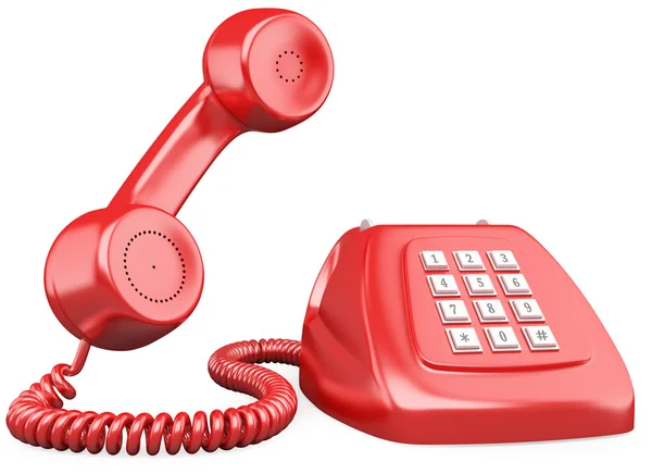 3D červené staré staromódní styl telefon — Stock fotografie