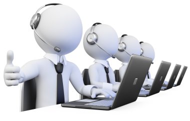 3D Operators working in a call center clipart