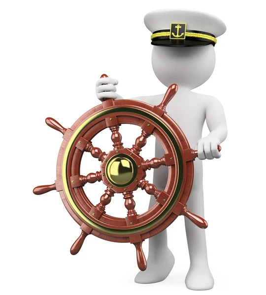 3D kapitan żeglarstwo ster drewniany — Zdjęcie stockowe