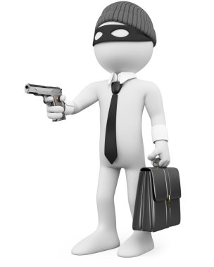 White-collar criminal with a gun clipart