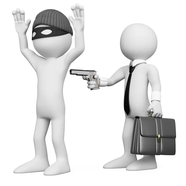 3D businessman robbing a robber — Stock Photo, Image