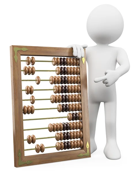3D muž s obrovskou abacus — Stock fotografie