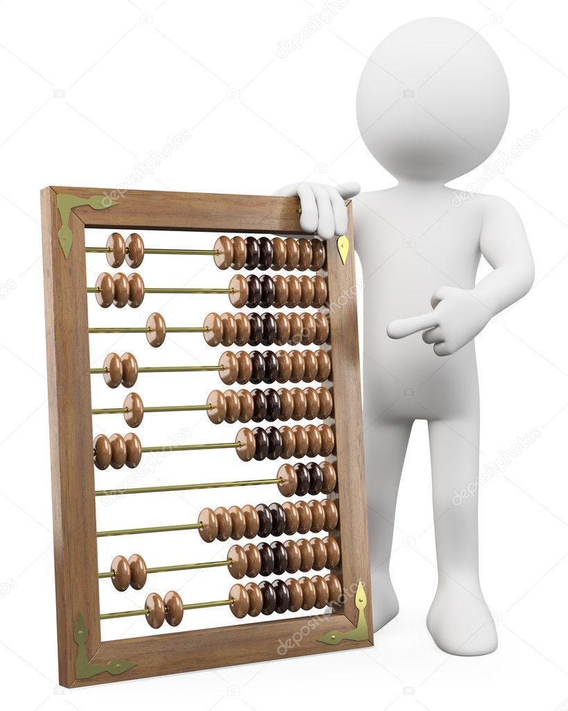 3D man with a huge abacus