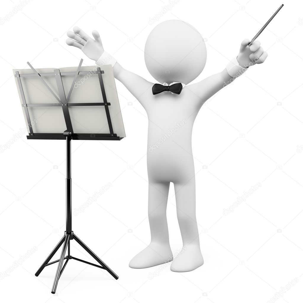 3D conductor leading the orchestra