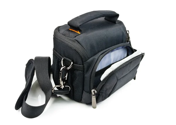 Černá taška na fotoaparát — Stock fotografie
