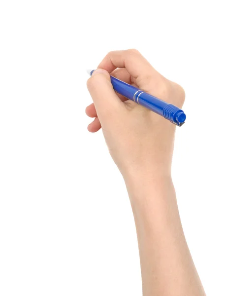 Kuličkové pero v ruce — Stock fotografie