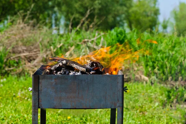 Firewood in the brazier — Stock Photo, Image