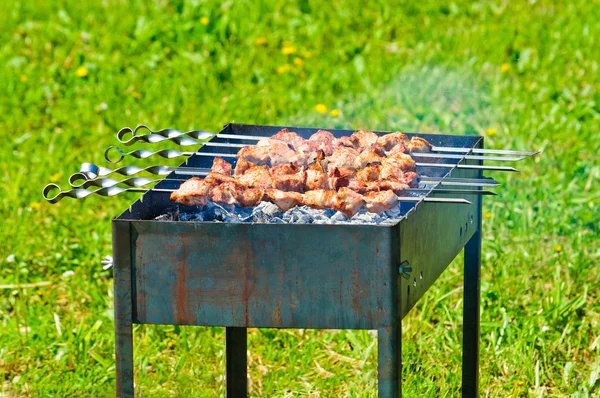 The meat is roasted on the grill — Stock Photo, Image