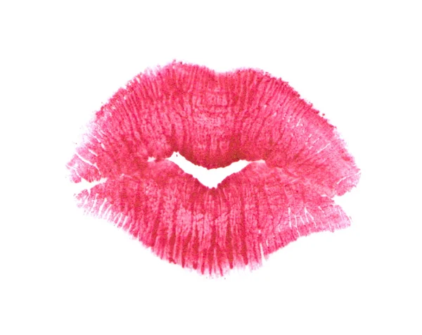 흰색 배경에 고립 된 빨간 입술 자국 — 스톡 사진