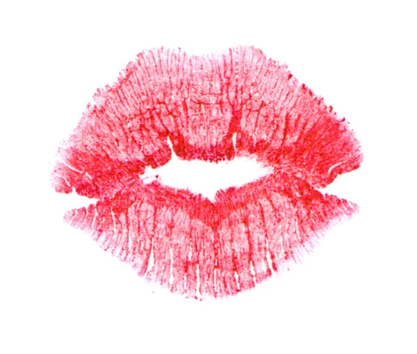 Roter Lippenabdruck isoliert auf weißem Hintergrund — Stockfoto