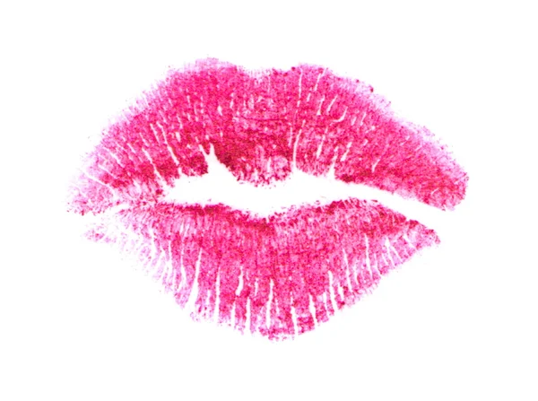 Red lips imprint isolated on white background — Stock Photo, Image
