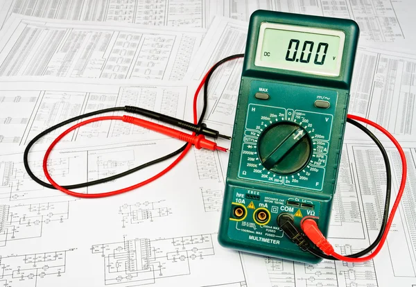 Several schemes of electric and electrical tester — Stock Photo, Image