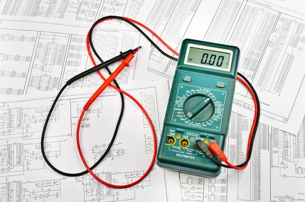 Several schemes of electric and electrical tester — Stock Photo, Image