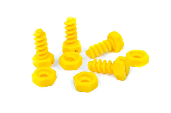 玩具塑料螺栓和螺母 — 图库照片