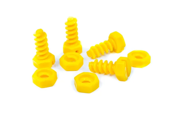 stock image Toy plastic bolts and nuts