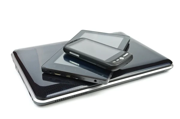 Laptop, tablet pc en touch screen telefoon — Stockfoto