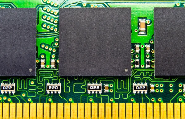 Placa de circuito impresso com radioelementos — Fotografia de Stock