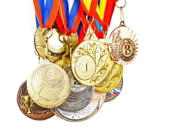 Спортивна медаль. Фотографії ізольовані на білому тлі Стокова Картинка