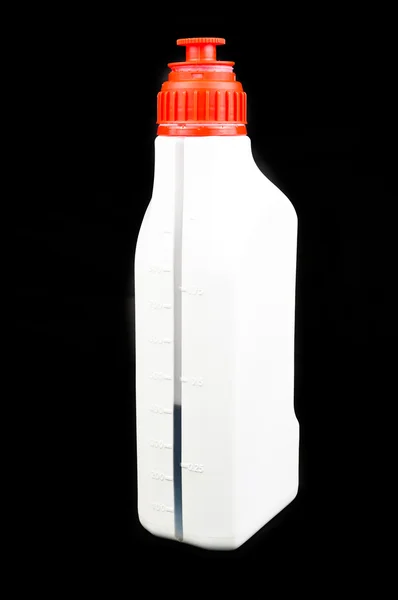 Біла пляшка олії для автомобіля — стокове фото