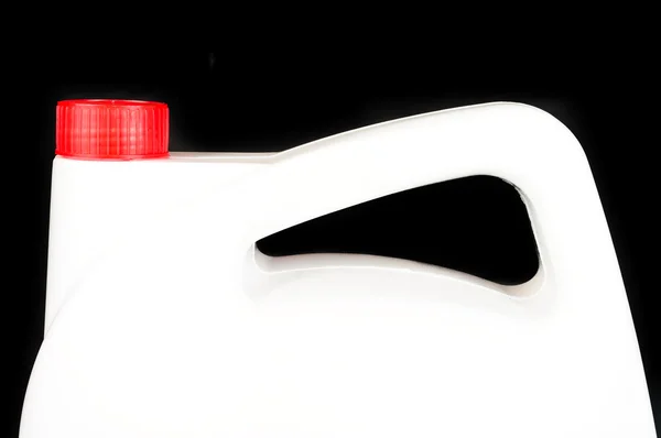 Garrafa branca de óleo para o carro — Fotografia de Stock