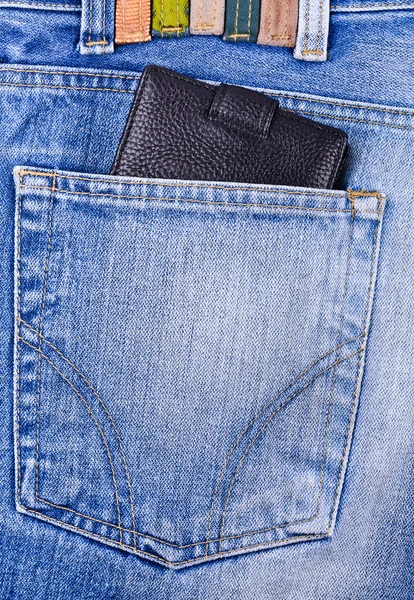 Wallet in the pocket of jeans — Stock Photo, Image