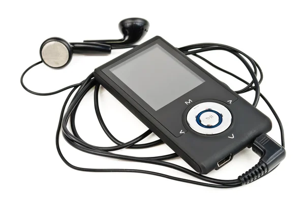 Φορητή συσκευή αναπαραγωγής με ακουστικά — Φωτογραφία Αρχείου