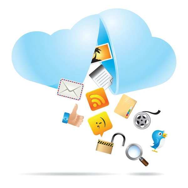 Fichiers sur Cloud — Image vectorielle