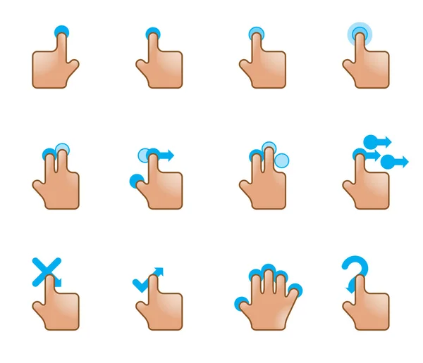 Webové ikony - dotyková gesta — Stockový vektor