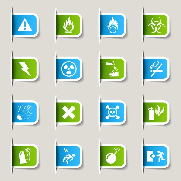 Etiqueta - Iconos de advertencia — Archivo Imágenes Vectoriales
