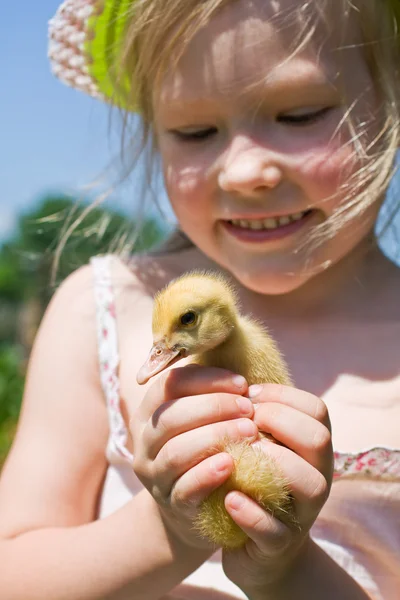 stock image Little girl with a duck