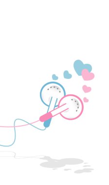 Earphones music love vector clipart