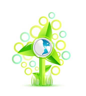 Vector green windmill concept clipart