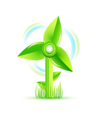 Vector green windmill concept clipart