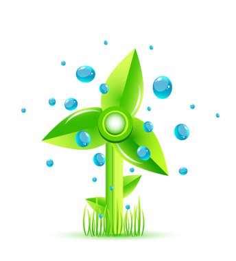 Vector green windmill concept clipart