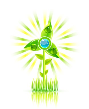 Vector green windmill concept clipart