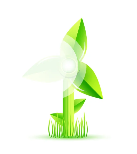 Vektor zöld szélmalom koncepció — Stock Vector