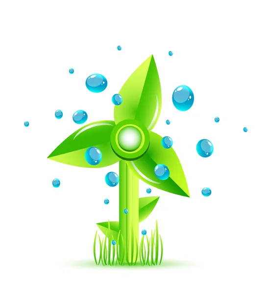 Vector green windmill concept — Stock Vector