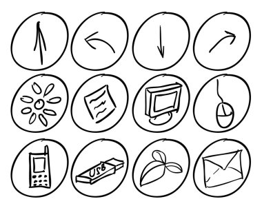 Hand drawn techno icons clipart