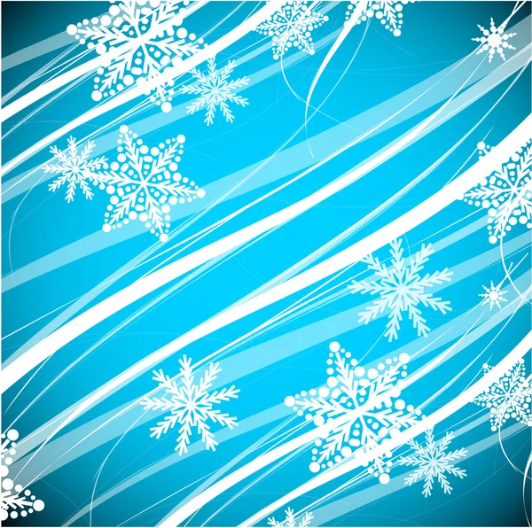 青色の波線のクリスマス背景 — ストックベクタ