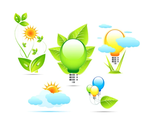 Nature and electricity icons — Stock Vector