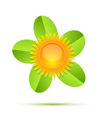 Güneş ve yaprak kavramsal Icon set