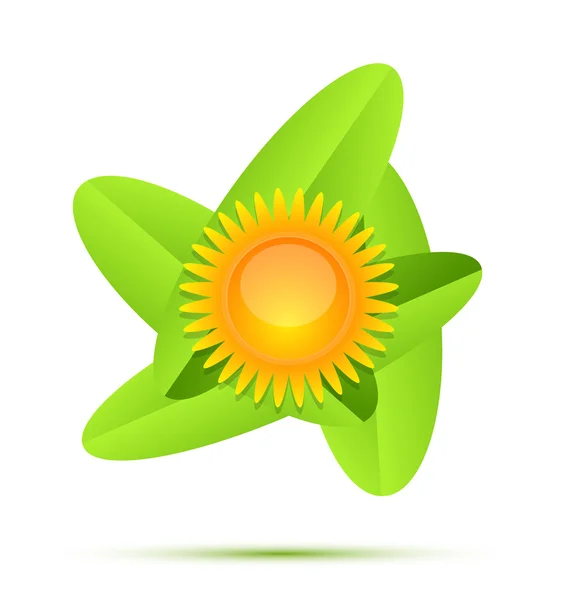 Słońce i liść pojęciowy ikony zestaw — Wektor stockowy