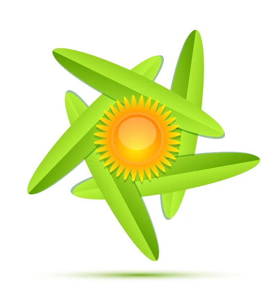 Sonne und Blatt konzeptionelles Icon Set — Stockvektor