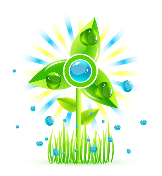 Green eco windmill icon — Stock Vector