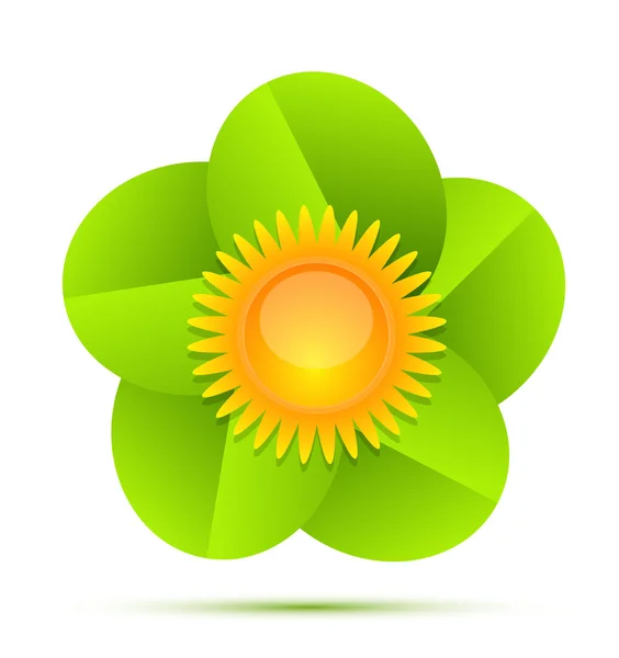Naturaleza sol y hojas icono — Vector de stock