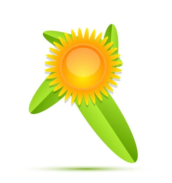 Природа сонця і значок листя — стоковий вектор