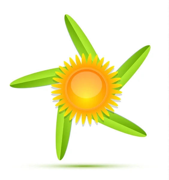 Natura sole e foglie icona — Vettoriale Stock