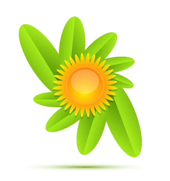 Nature sun and leaves icon — Stock Vector